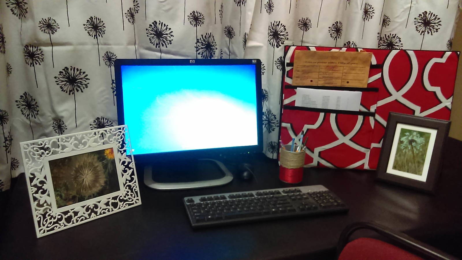 Table cover, pencil holder, pocket organizer, and frames