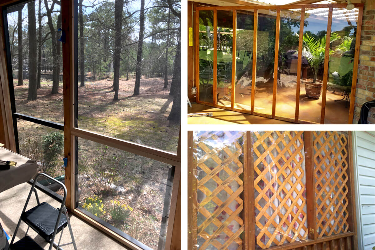 Customer photos of winterization projects with 30 gauge clear vinyl