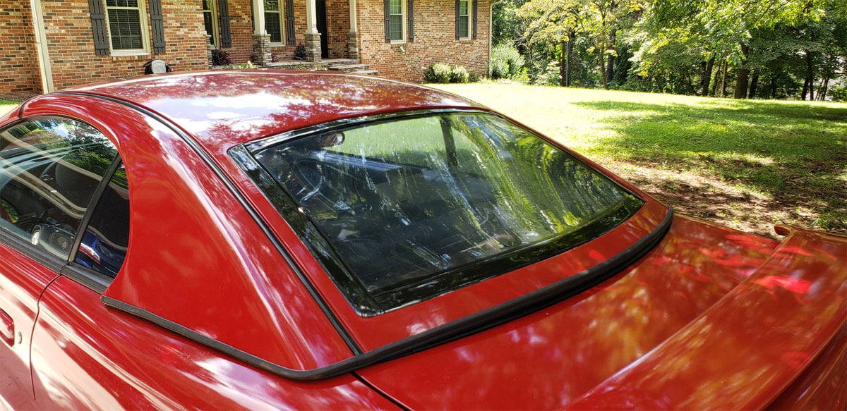 Customer photo of car window with 40 gauge clear vinyl