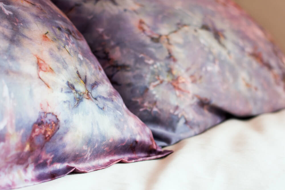 Ice Dyeing Results - Cathy's pillowcases, close