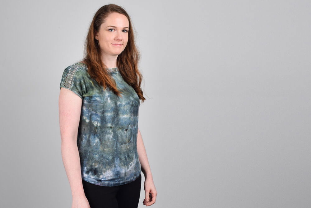 Ice Dyeing Results - Clara's shirt