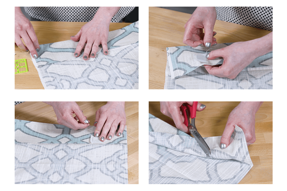 Hand sew the drapery weights to the fabric