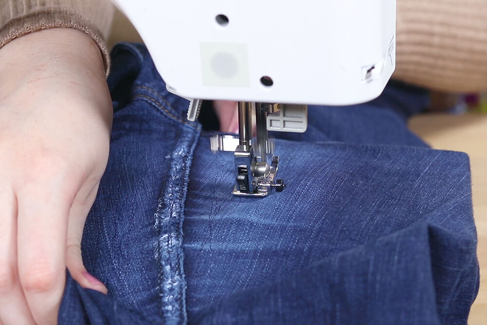 Sew up and down vertically to reinforce
