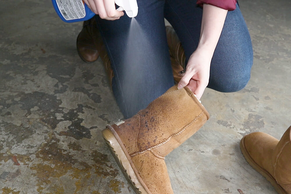 Spray boots with Never Wet