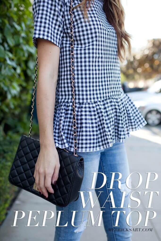Gingham Drop Waist Peplum Top